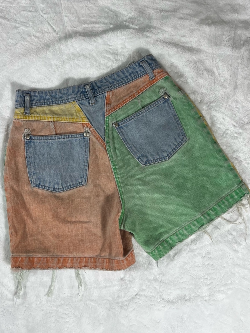 Vintage Nuovo County Seat Patchwork Denim Cutoff Shorts - Picture 2 of 13